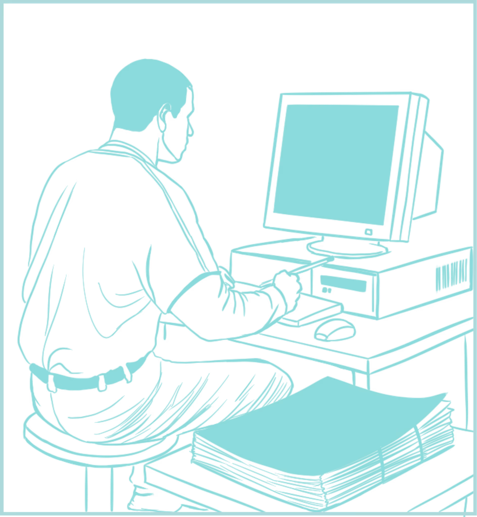 Sketch illustrating limited UnlockEd access and pen-and-paper progress tracking